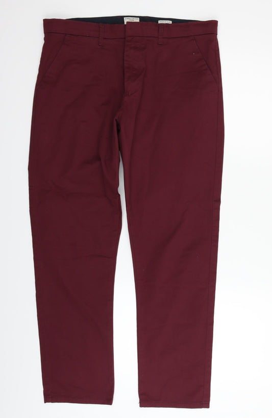 Matalan Womens Red Houndstooth  Trousers  Size 34 in L30 in