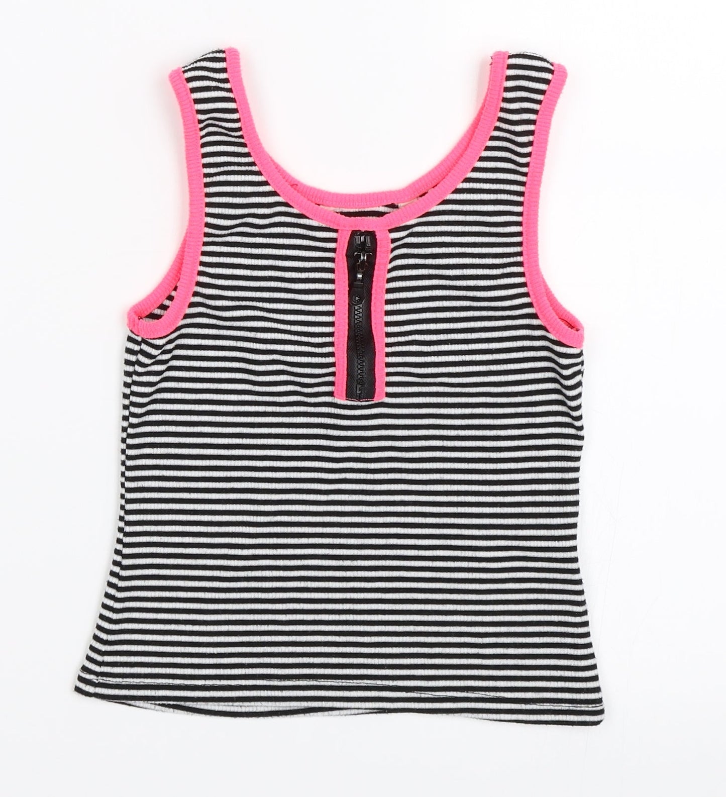 Miss Evie Girls Black Striped  Basic Tank Size 9-10 Years