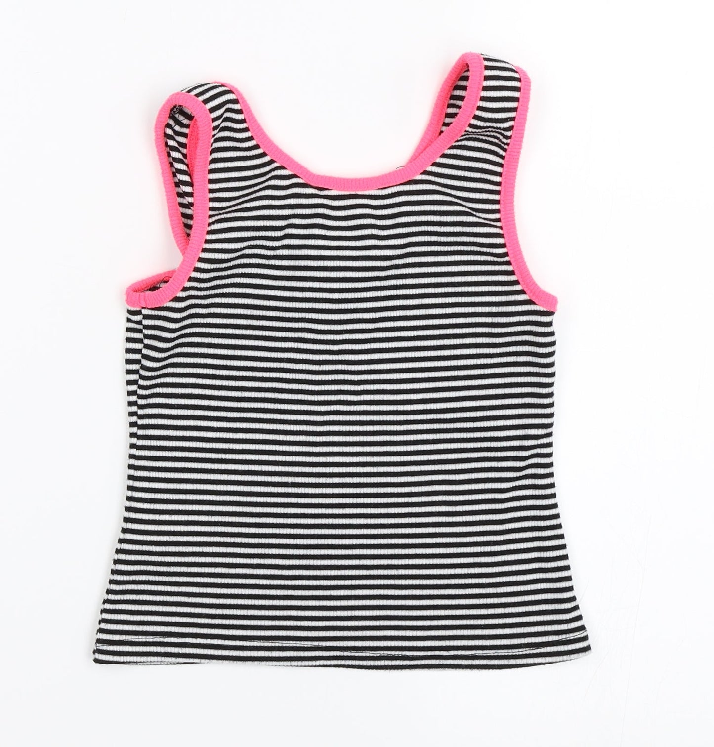 Miss Evie Girls Black Striped  Basic Tank Size 9-10 Years