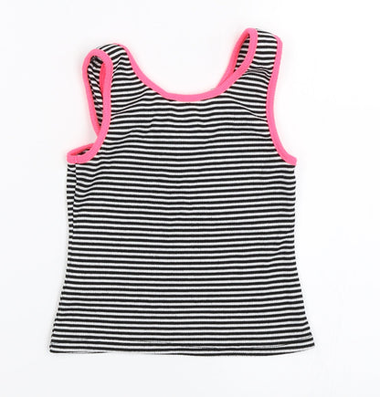 Miss Evie Girls Black Striped  Basic Tank Size 9-10 Years