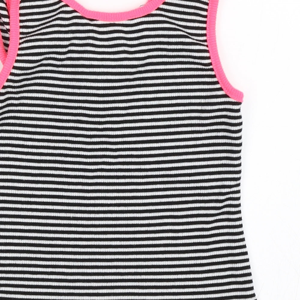 Miss Evie Girls Black Striped  Basic Tank Size 9-10 Years