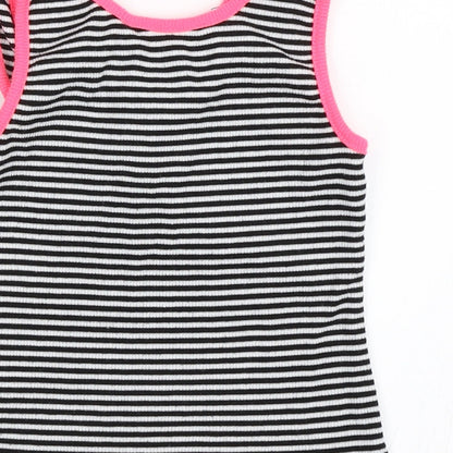 Miss Evie Girls Black Striped  Basic Tank Size 9-10 Years
