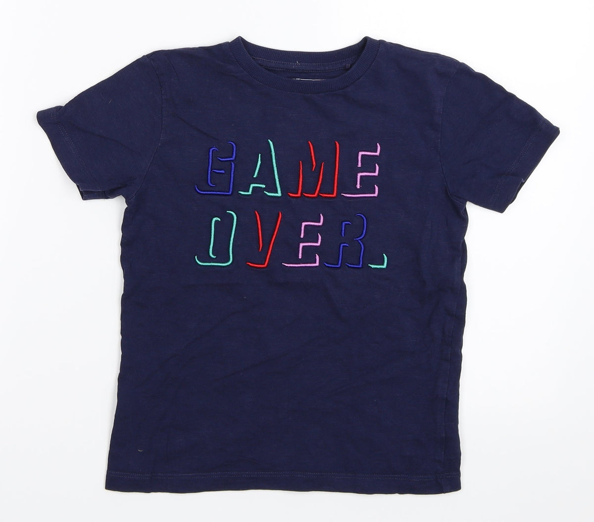 Front view of Next boys’ blue basic t-shirt, size 5, years