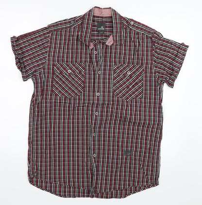 Soviet Mens Red Check   Button-Up Size L