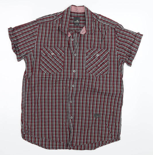 Soviet Mens Red Check   Button-Up Size L
