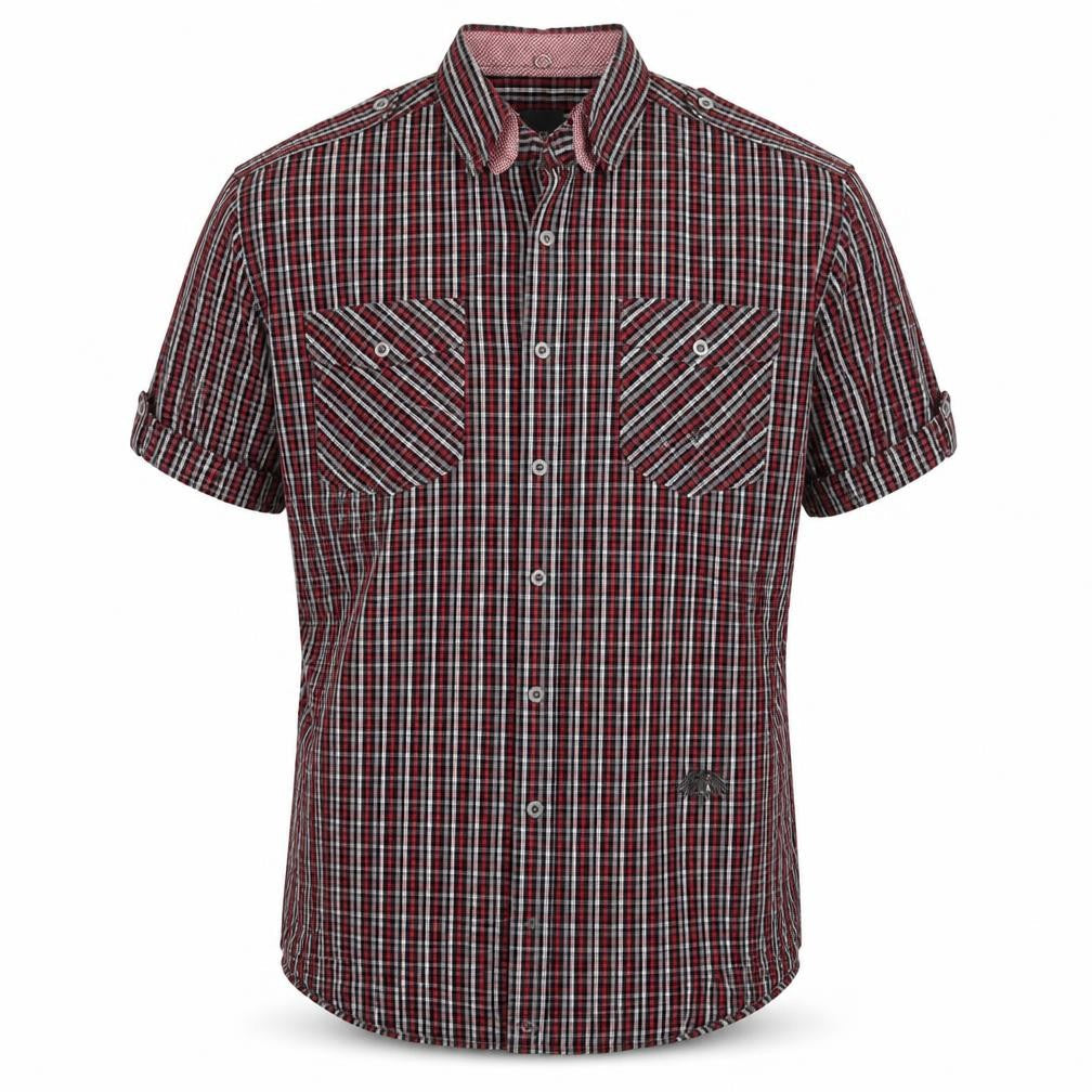 Mens UK Size L Soviet Red  Button-Up Short Sleeve Casual Shirt