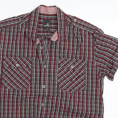 Soviet Mens Red Check   Button-Up Size L