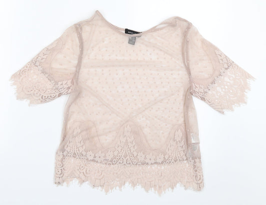 Womens UK Size 8 New Look Pink Basic Blouse