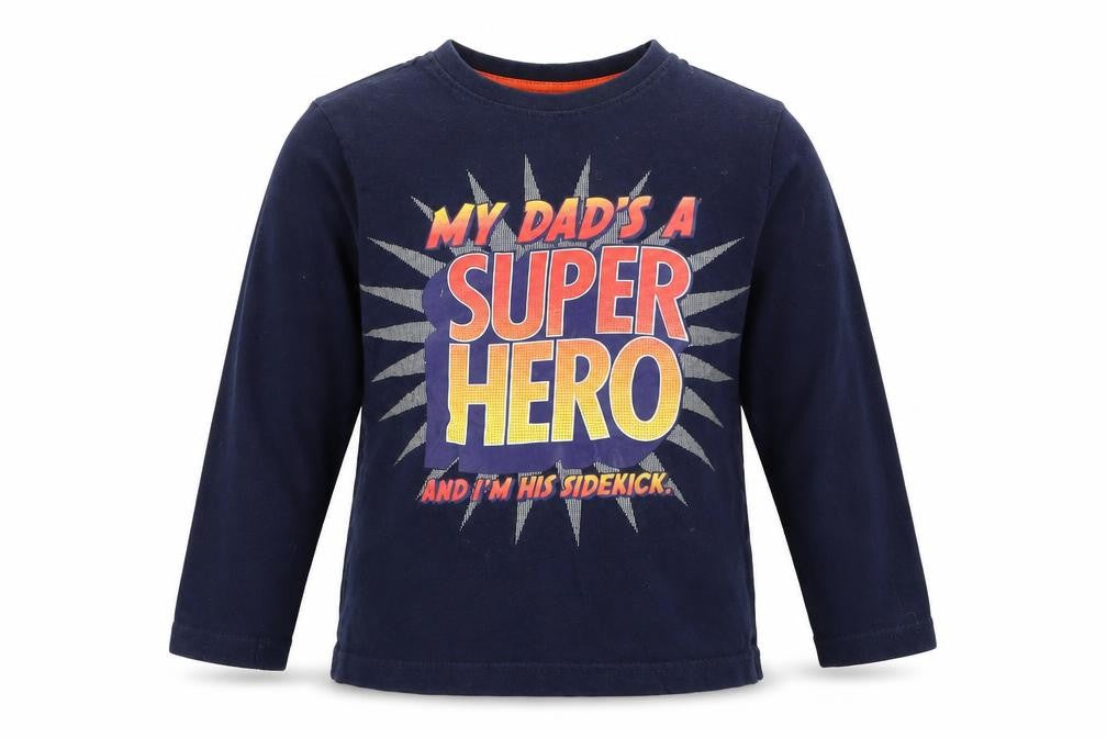 Front view of Primark boys’ blue basic t-shirt, size 5-6, years