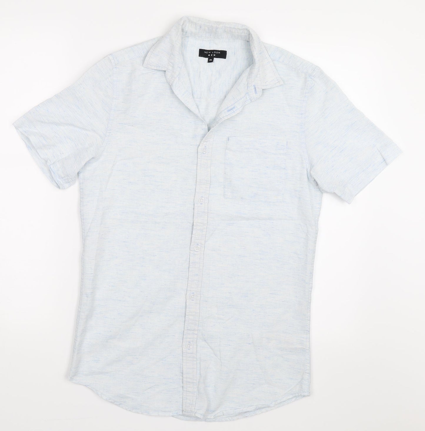 Mens UK Size XS New Look Blue  Button-Up Short Sleeve Casual Shirt