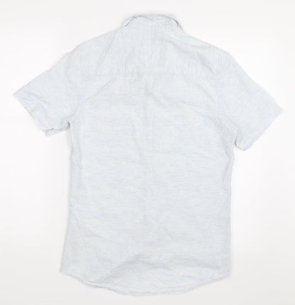 Mens UK Size XS New Look Blue  Button-Up Short Sleeve Casual Shirt