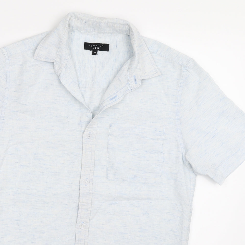 Mens UK Size XS New Look Blue  Button-Up Short Sleeve Casual Shirt