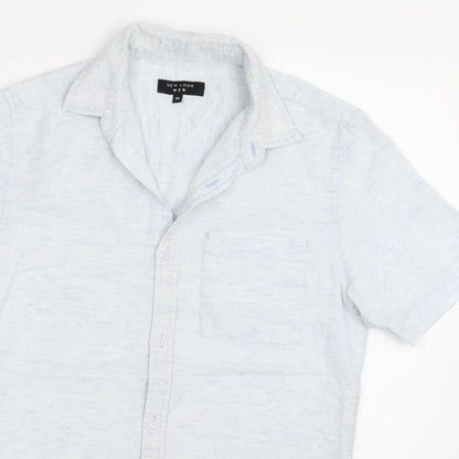 Mens UK Size XS New Look Blue  Button-Up Short Sleeve Casual Shirt