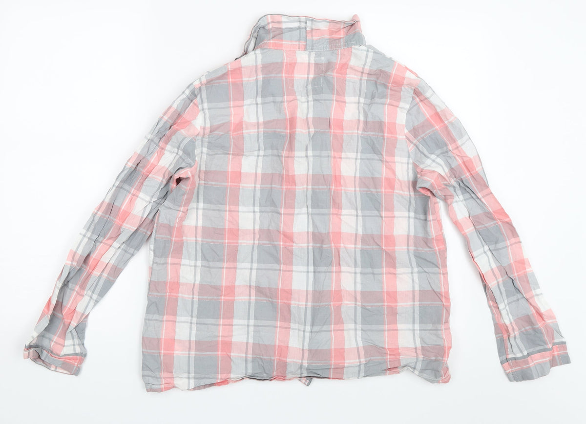 Back view of Primark women’s pink check top pyjama top, size UK 14
