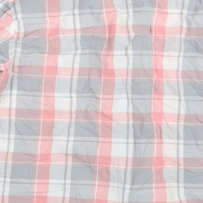 Brand and care label for Primark women’s pink check top pyjama top, size UK 14
