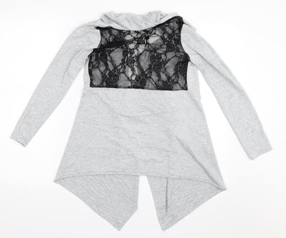 Miss Sassy Womens Grey   Cardigan Jumper Size M  - Waterfall Cardigan
