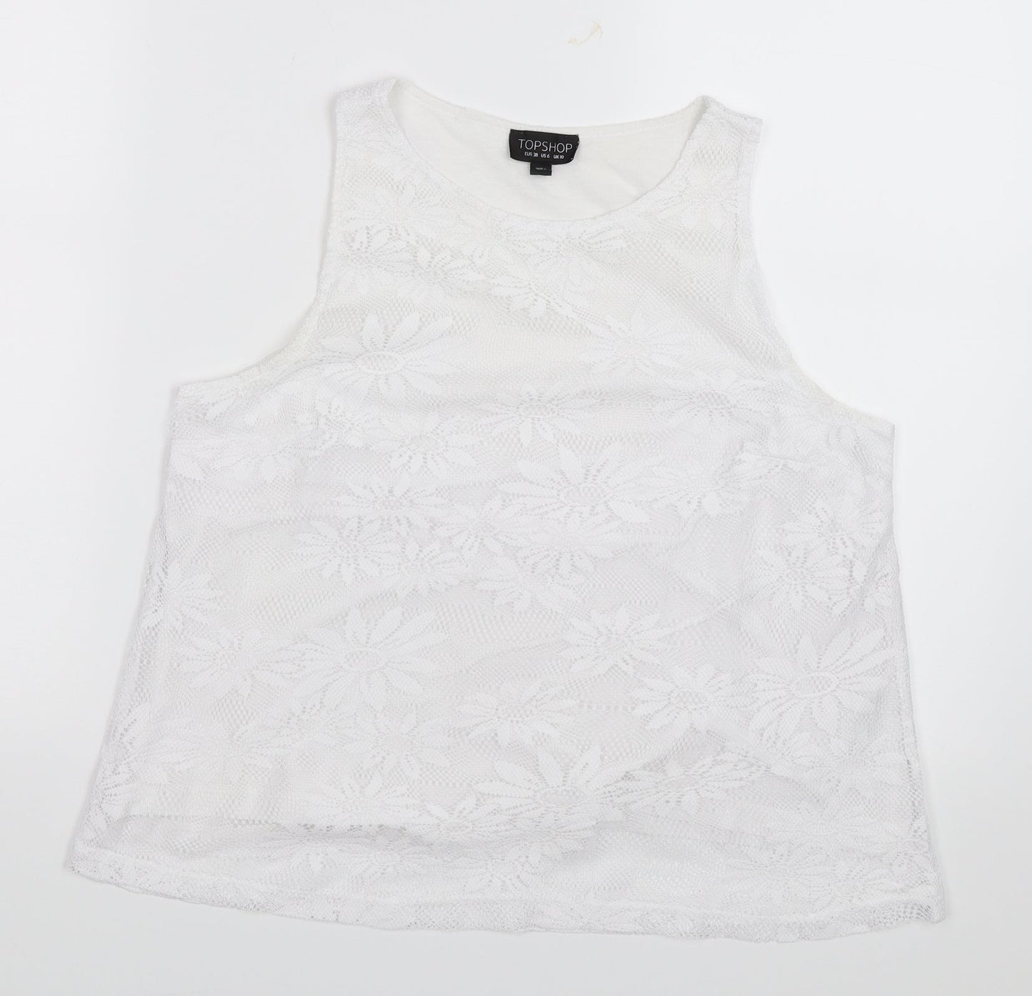 Womens UK Size 10 Topshop White Basic Tank