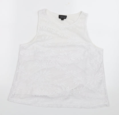Womens UK Size 10 Topshop White Basic Tank