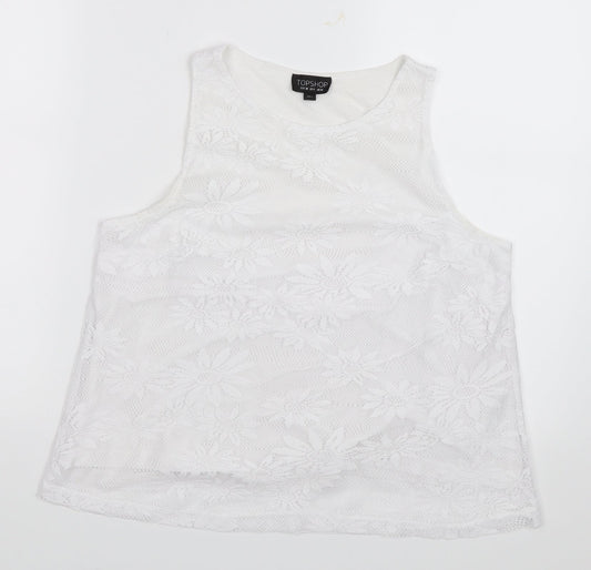 Womens UK Size 10 Topshop White Basic Tank