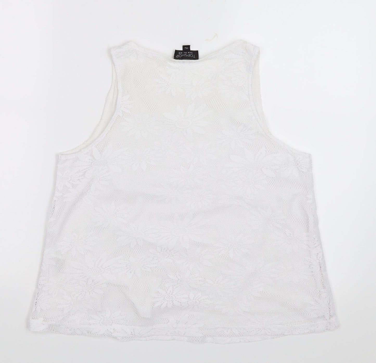 Womens UK Size 10 Topshop White Basic Tank