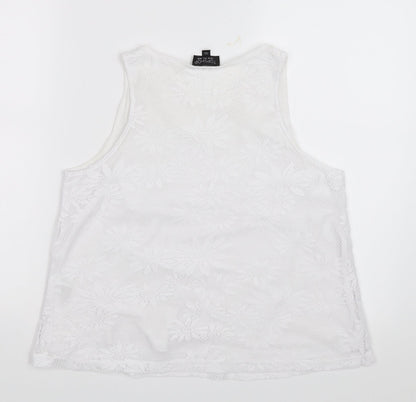 Womens UK Size 10 Topshop White Basic Tank