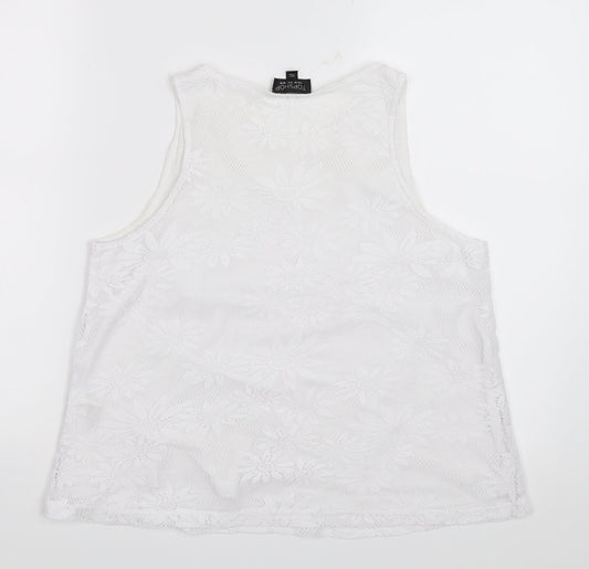 Womens UK Size 10 Topshop White Basic Tank