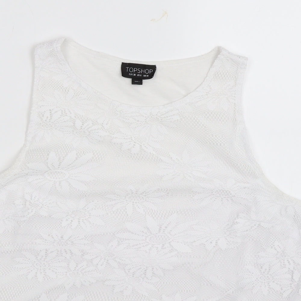 Womens UK Size 10 Topshop White Basic Tank