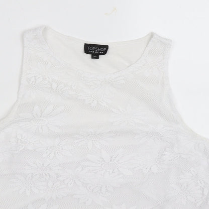 Womens UK Size 10 Topshop White Basic Tank