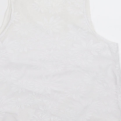 Womens UK Size 10 Topshop White Basic Tank