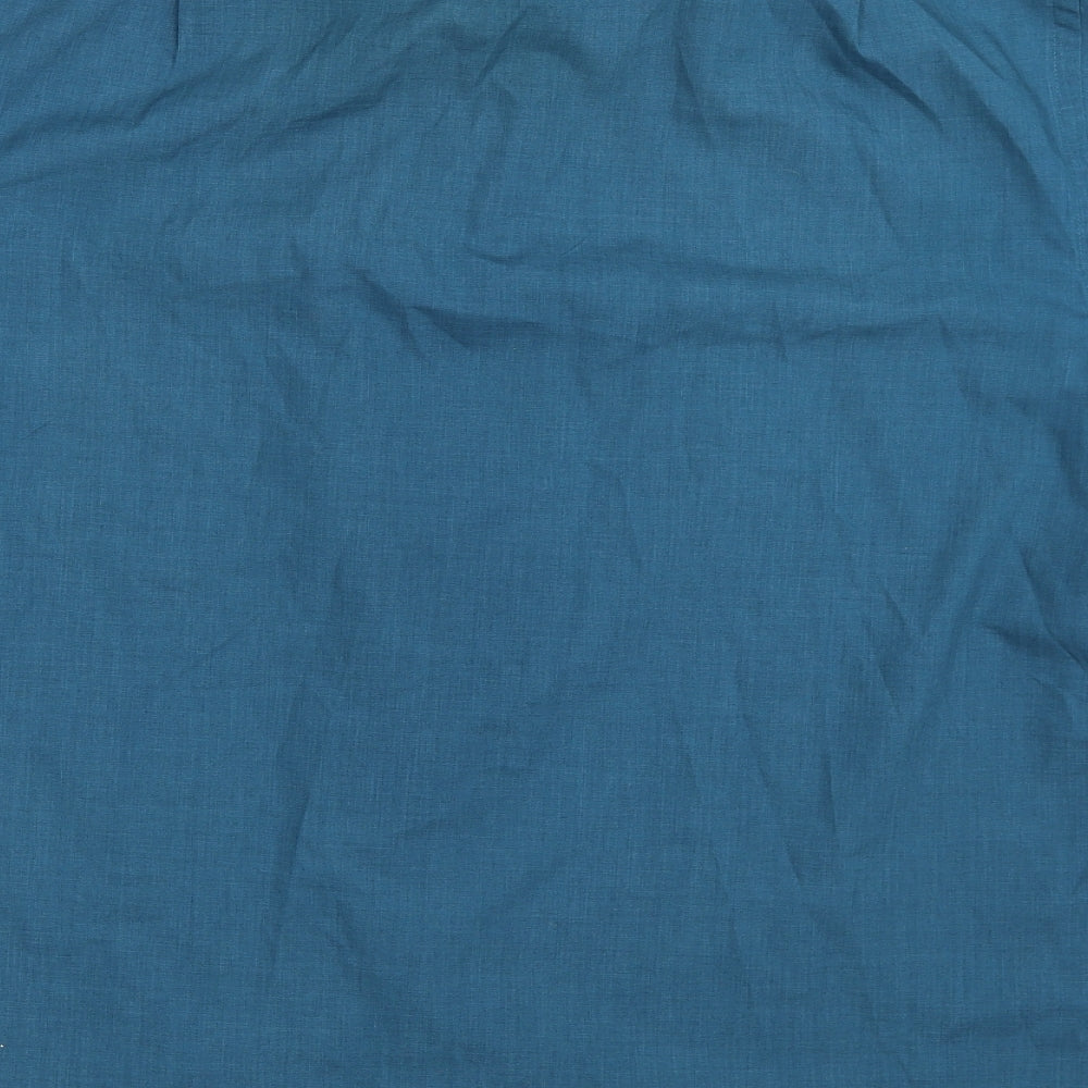 Mens UK Size 15.5 Essentials Blue  Button-Up Short Sleeve Casual Shirt