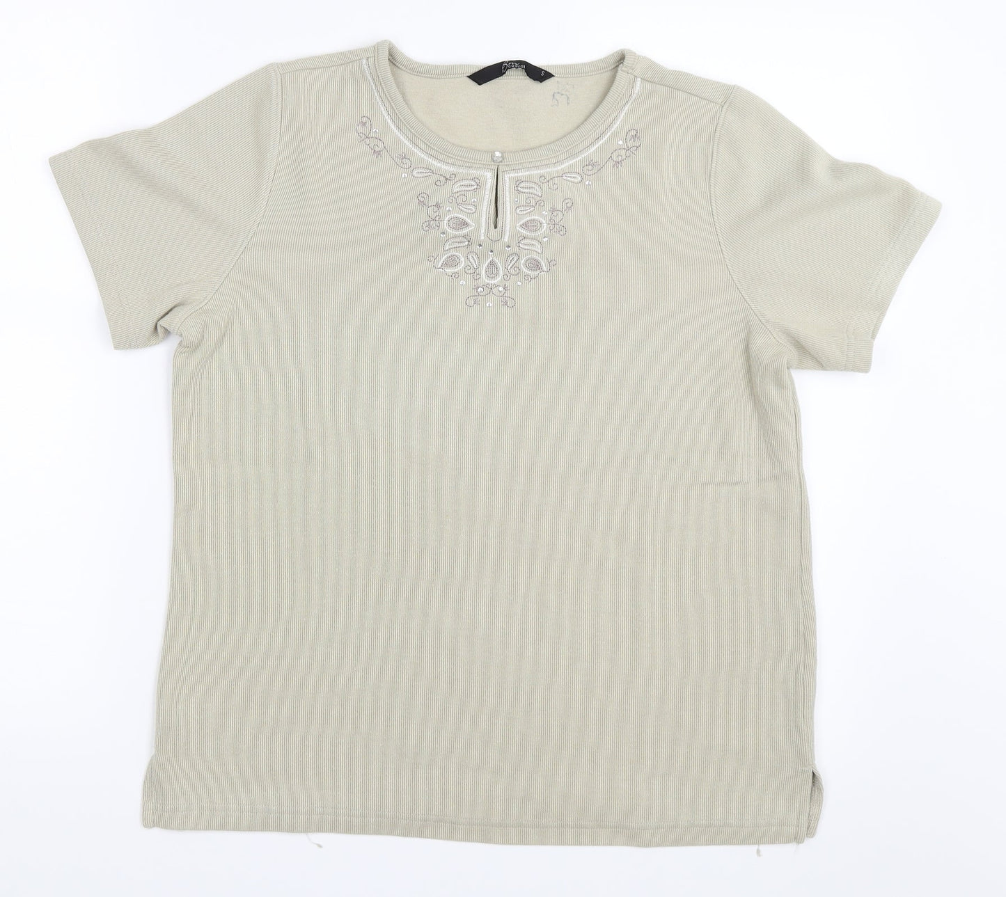 Womens UK Size S BM Beige Basic T-Shirt