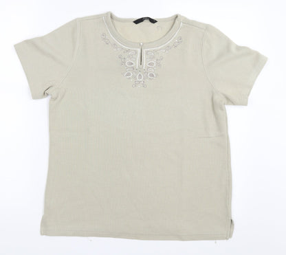 Womens UK Size S BM Beige Basic T-Shirt