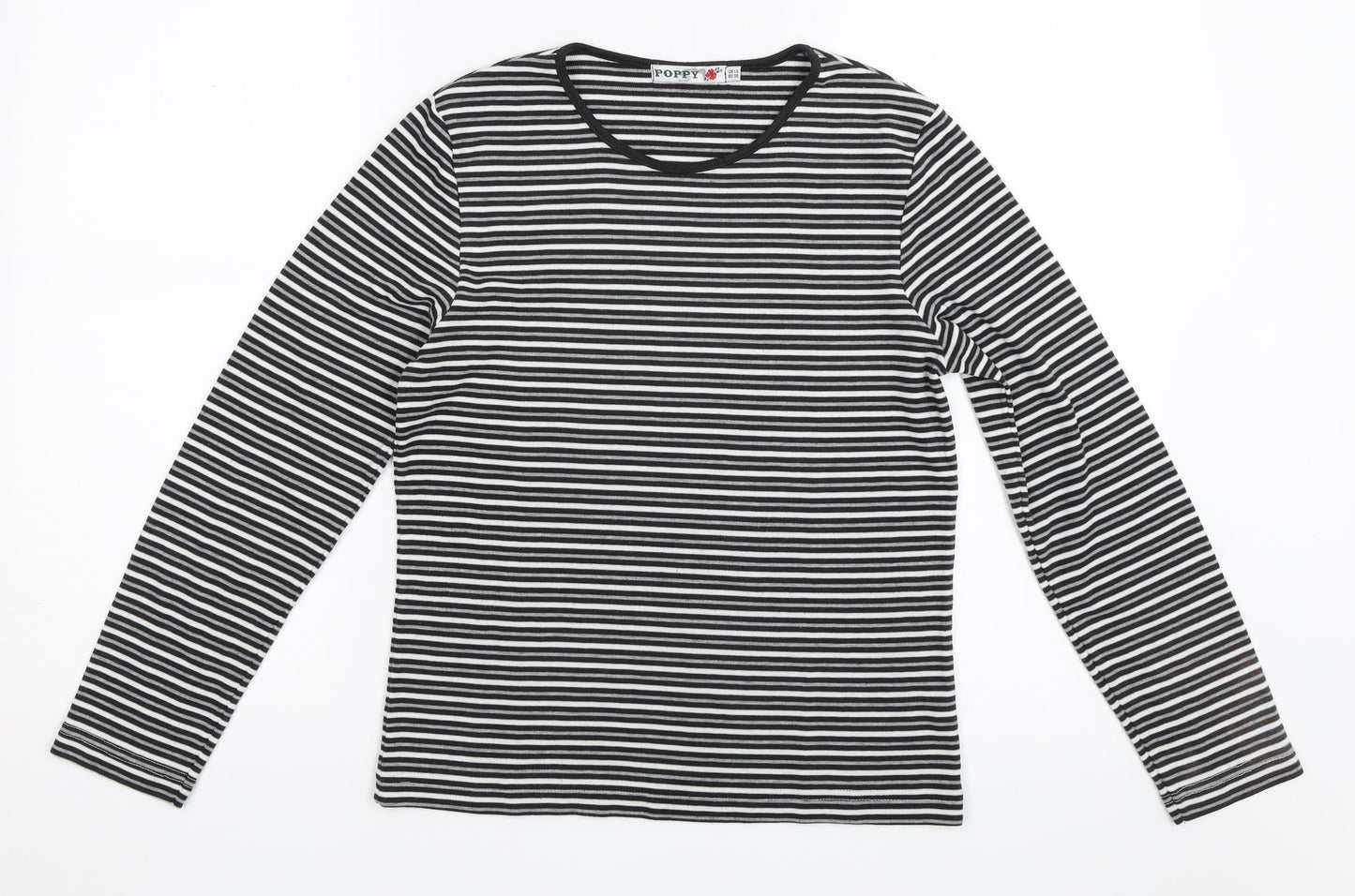 Poppy Womens Grey Striped  Pullover Jumper Size 12