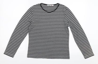 Poppy Womens Grey Striped  Pullover Jumper Size 12