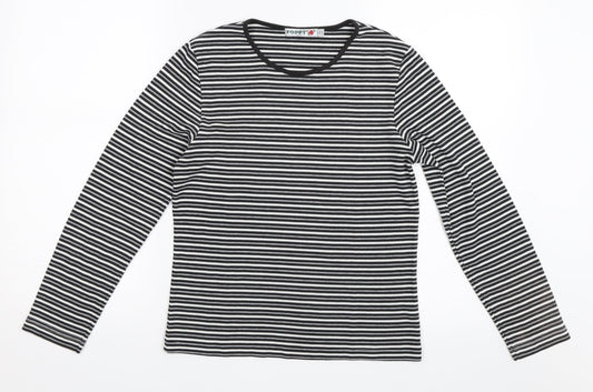 Poppy Womens Grey Striped  Pullover Jumper Size 12