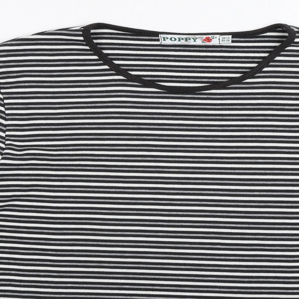 Poppy Womens Grey Striped  Pullover Jumper Size 12