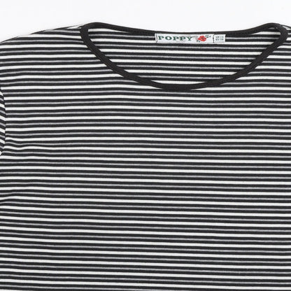 Poppy Womens Grey Striped  Pullover Jumper Size 12