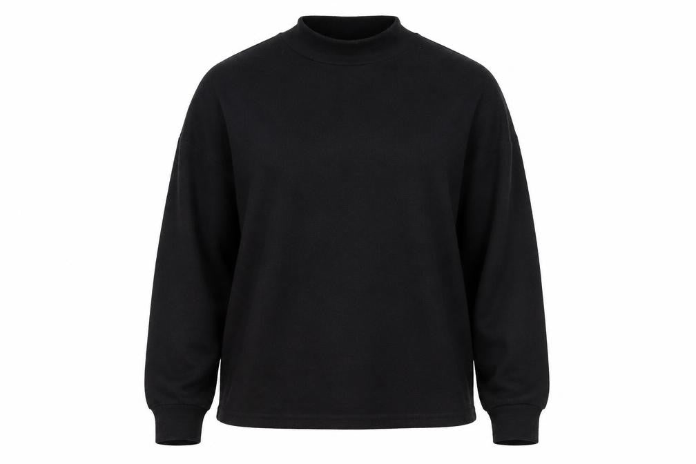 Front view of New Look women’s black fleece jumper, size M