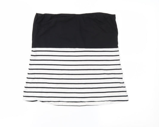 ESMARA Womens Black Striped Jersey Basic T-Shirt Size L