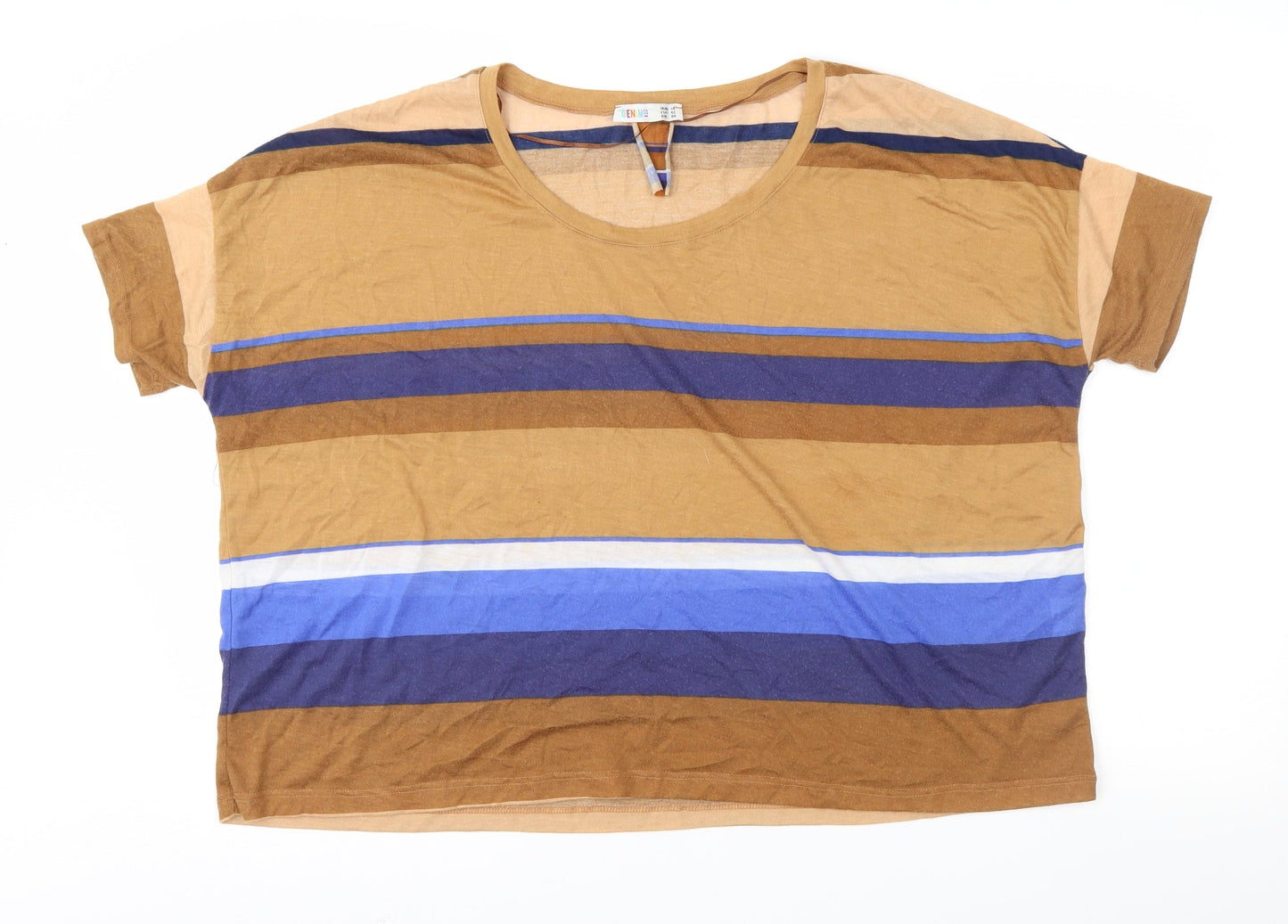 Womens UK Size 14 Denim & Co. Brown Basic T-Shirt
