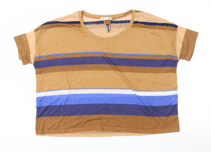 Womens UK Size 14 Denim & Co. Brown Basic T-Shirt