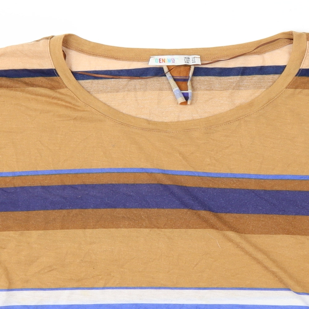 Womens UK Size 14 Denim & Co. Brown Basic T-Shirt