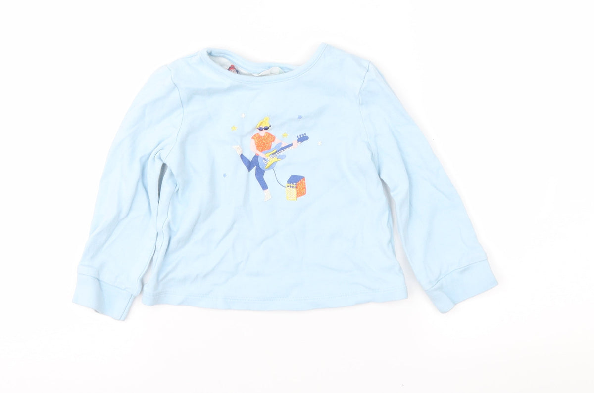 Additional front view of John Lewis girls’ black basic t-shirt, size 2, years