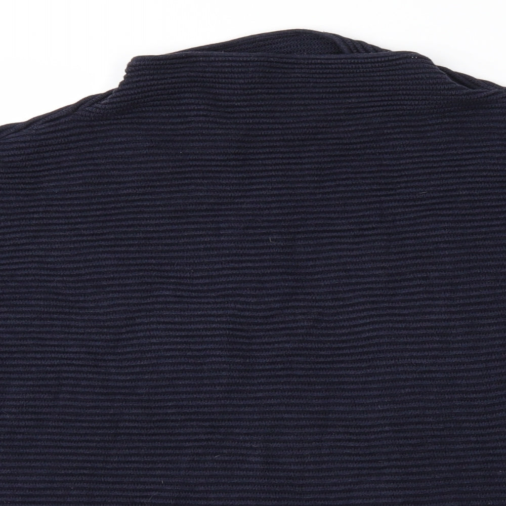 Close-up detail of H&M women’s blue jumper, size M