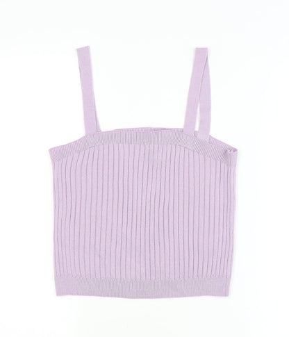 Womens UK Size L New Look Purple Cropped T-Shirt