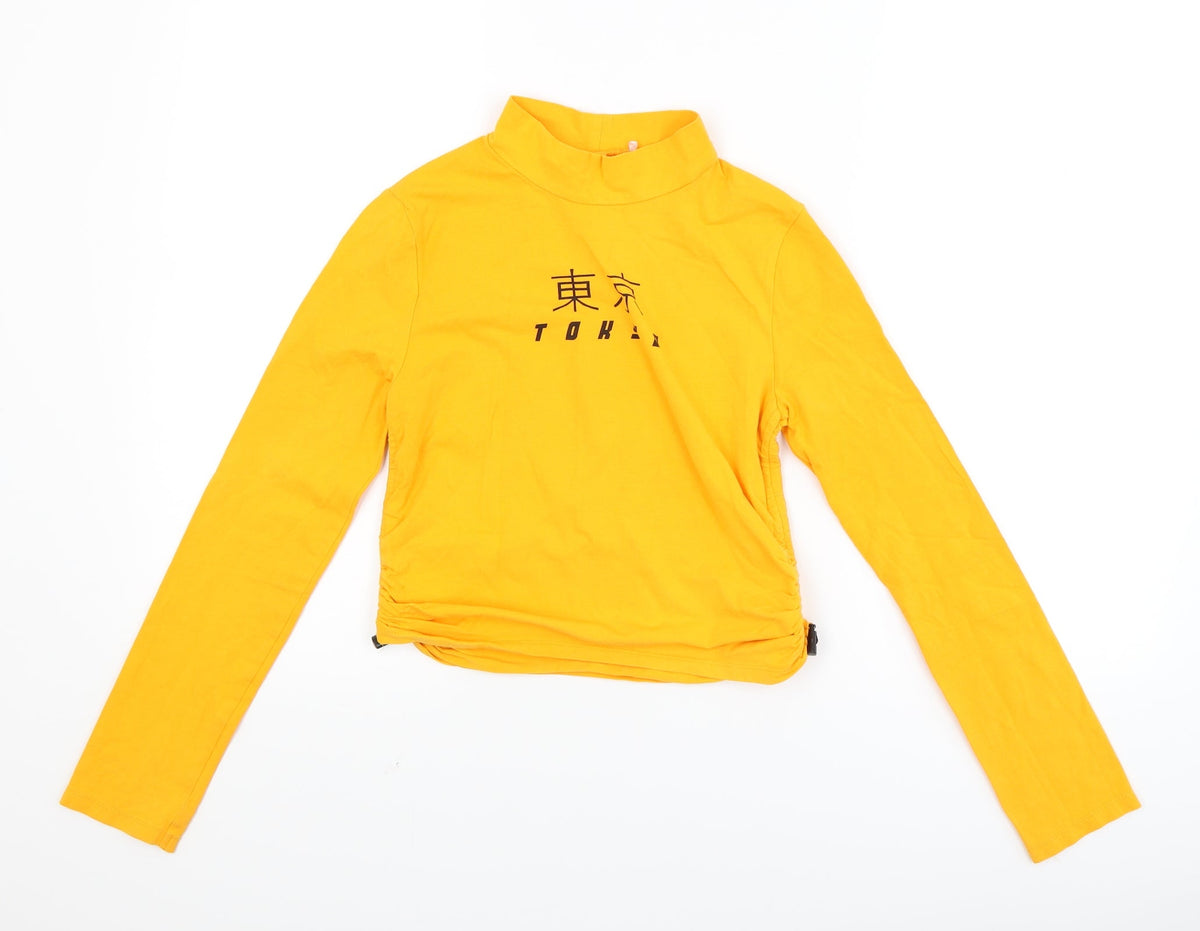 Front view of George girls’ yellow basic t-shirt, size L, - tokyo