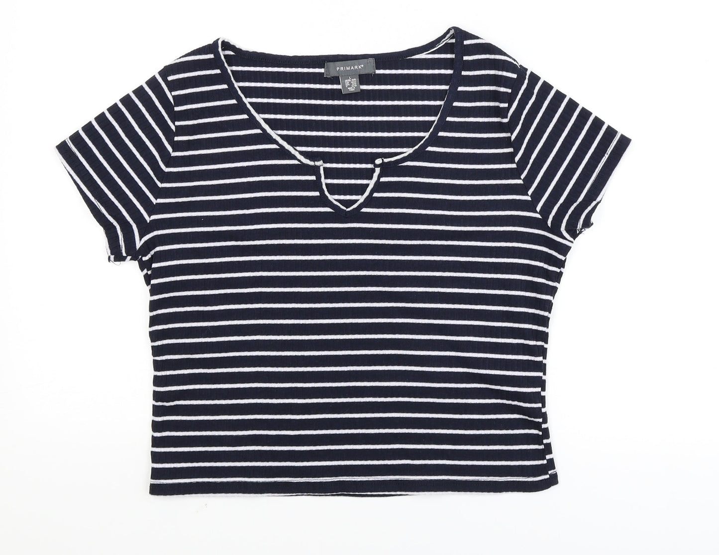 Primark Womens Blue Striped  Basic T-Shirt Size L