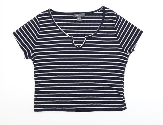 Primark Womens Blue Striped  Basic T-Shirt Size L