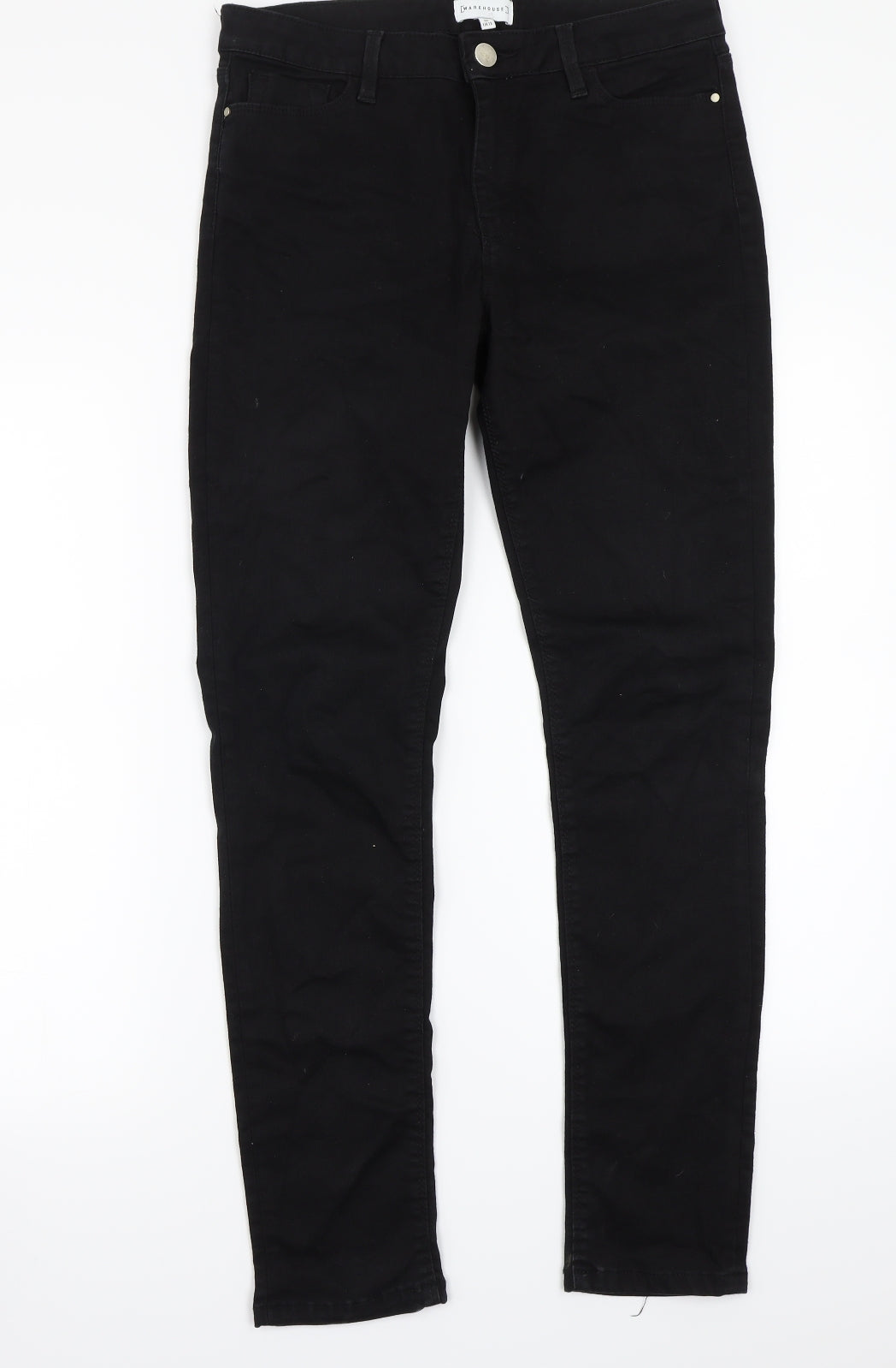 Womens UK Size 30 Warehouse Regular Fit Straight Black Jeans