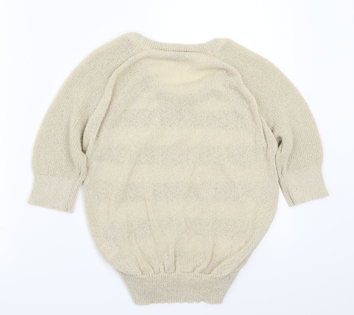 Back view of Peacocks women’s beige striped jumper, size M
